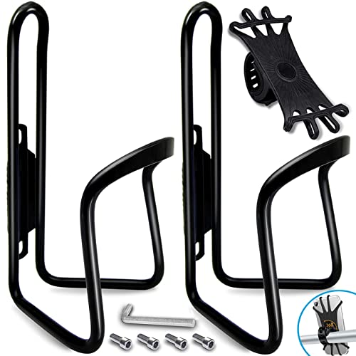 Bicycle Bottle Cage with Phone Mount (2-Pack)