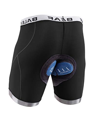 BALEAF Men's Bike Shorts with 4D Padding Cycling Underwear Padded Bicycle MTB Liner Mountain Biking Tights Road Riding Black L