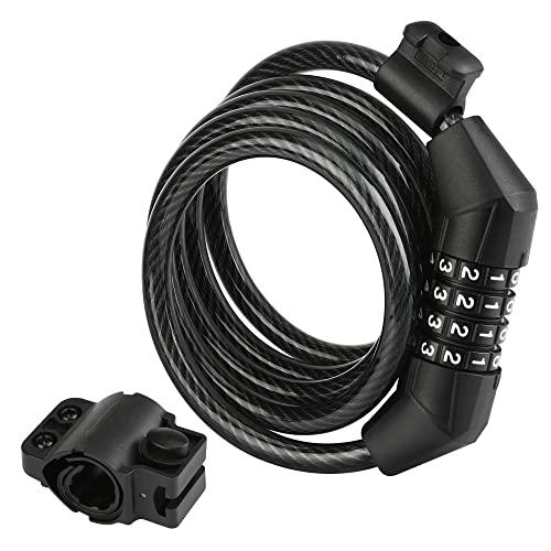 ValueMax 4FT Cable Bike Lock, 4 Digit Resettable Combination Codes, with Secure Mount Bracket, for Bicycle/Scooter/Glass Door
