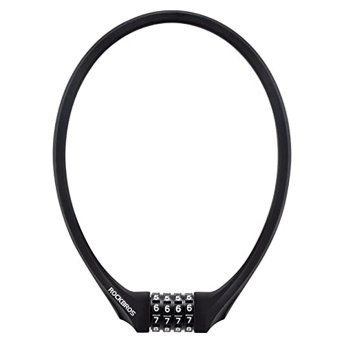 ROCKBROS Bike Lock Cable Locks with Combination Anti Theft 4 Digit Combination Bike Lock Lightweight Bicycle Lock Silicone Cable Lock 1.83 Feet
