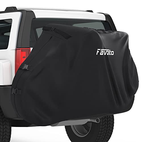 Favoto Bike Rack Cover for 2 Bikes Waterproof Outdoor Bicycle Cover for Transport on Car Rack, 300D Thicken Oxford Windproof Rustproof Storage Bag for Mountain Road Bike City Bike Beach Cruiser Bike