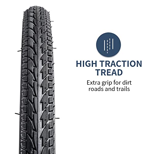 2 Pack 24" Bike Tires 24"x1.75"/ 47-507 Plus 2 Pack 24" Bike Tubes 24x1.50/1.75 AV 33mm Valve Compatible with 24 x 1.75 Bike Tire and Tubes (Black)
