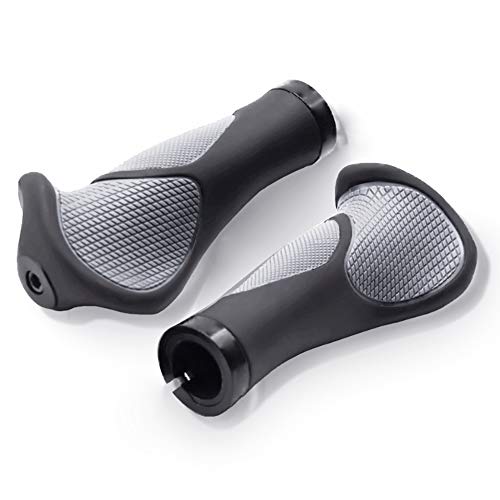 YAKAMOZ Bike Grips Handbars Comfort Soft Rubber Bicycle Handle Bar Grip with Anti-Slip Locking Ring fits 22.2mm Handlebar for MTB BMX Road Mountain Bike
