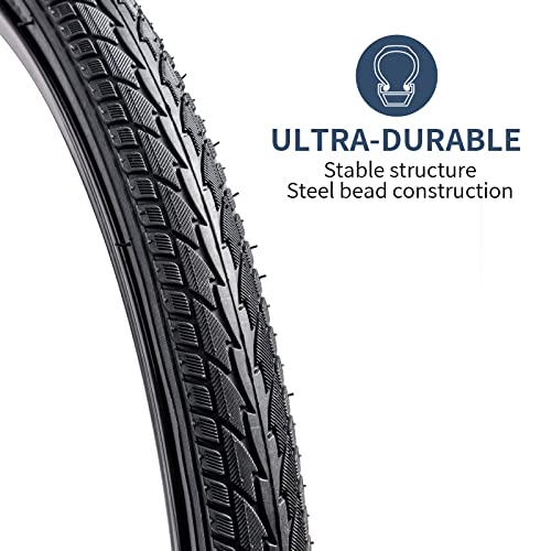 2 Pack 24" Bike Tires 24"x1.75"/ 47-507 Plus 2 Pack 24" Bike Tubes 24x1.50/1.75 AV 33mm Valve Compatible with 24 x 1.75 Bike Tire and Tubes (Black)