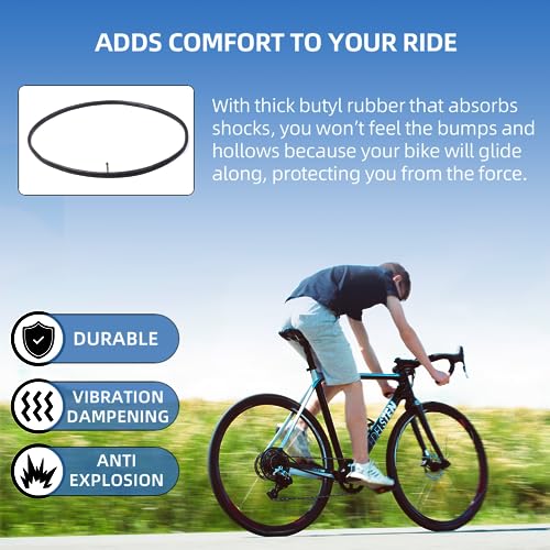 AR-PRO (6-Pack) 28" 700x20-25c Replacement Road Bike Inner Tubes with 60mm Presta Valves and Free 2 Tire Levers - Bike Tubes for 700x20c, 700x23c, and 700x25c Road Bike Tires