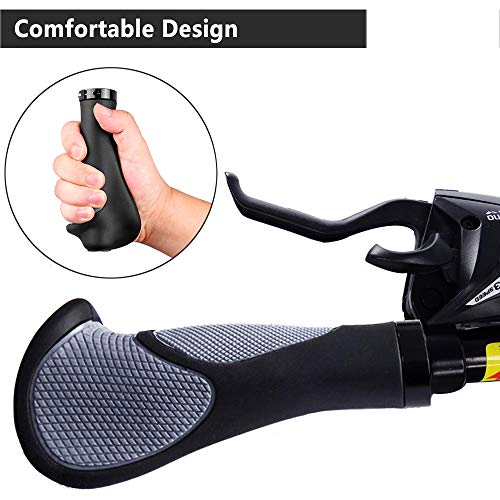YAKAMOZ Bike Grips Handbars Comfort Soft Rubber Bicycle Handle Bar Grip with Anti-Slip Locking Ring fits 22.2mm Handlebar for MTB BMX Road Mountain Bike