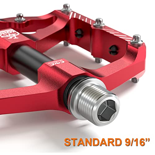 Mountain Bike Pedals with 3 Seal Bearing - 9/16" MTB Pedals Platform Lightweight - Non-Slip Bicycle Pedals for BMX MTB