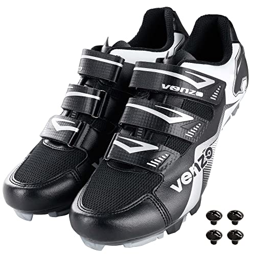 Venzo Men's Mountain Bike Bicycle Cycling Shoes with Multi-Function Clip-Less Pedal & Cleat - Compatible with Shimano SPD & Crankbrother Systems - Size 45