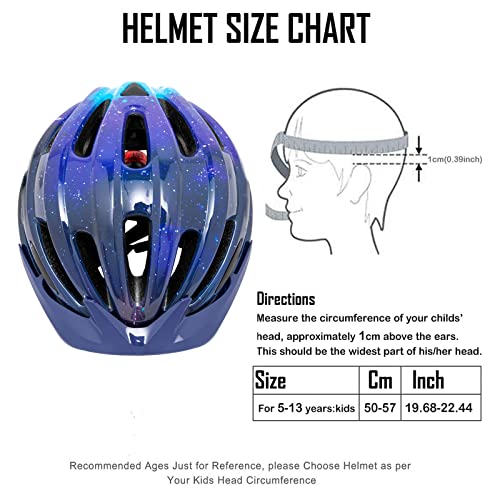 Kids Helmet Exclusky Bike Helmet for Kids Child Boys Girls Bicycle Helmet Age 5-13 Adjustable Cycle Helmet 50-57cm