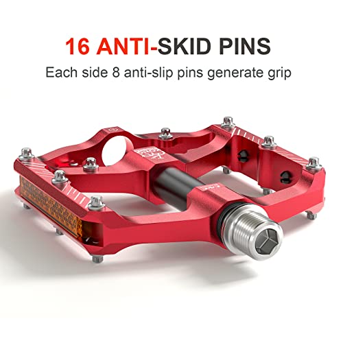 Mountain Bike Pedals with 3 Seal Bearing - 9/16" MTB Pedals Platform Lightweight - Non-Slip Bicycle Pedals for BMX MTB