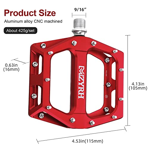 Lightweight Red Bike Pedals with Sealed Bearings