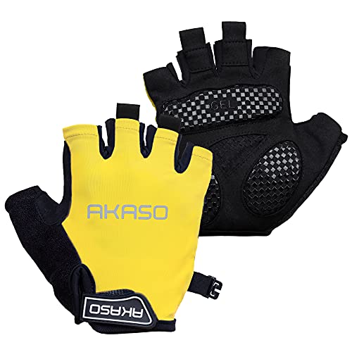 AKASO Cycling Gloves Half Finger Bicycle Gloves Shock-Absorbing Anti-Slip Breathable MTB DH Road Biking Gloves for Men/Women