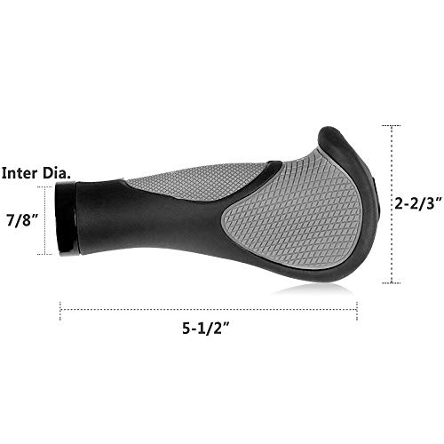 YAKAMOZ Bike Grips Handbars Comfort Soft Rubber Bicycle Handle Bar Grip with Anti-Slip Locking Ring fits 22.2mm Handlebar for MTB BMX Road Mountain Bike