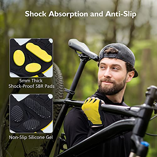 AKASO Cycling Gloves Half Finger Bicycle Gloves Shock-Absorbing Anti-Slip Breathable MTB DH Road Biking Gloves for Men/Women