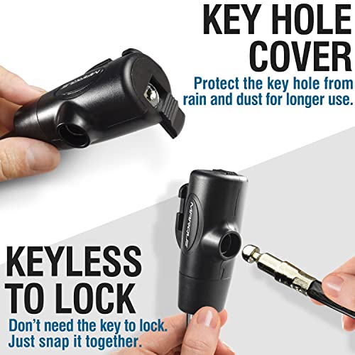 MARQUE Bike Lock with Key – 7FT 3/8” Straight Cable Locks with Keys, Anti-Theft Security Cable for Bicycles, Scooters, Kayaks, Paddle Boards, Gates
