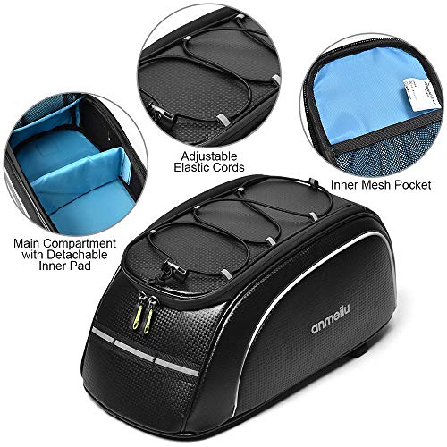Lixada Bike Trunk Bag Bicycle Rack Rear Carrier Bag 7L Water Resistant Bike Luggage Bag Bike Rack Bag Pannier Bag with Rain Cover