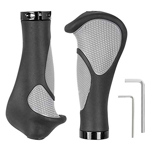YAKAMOZ Bike Grips Handbars Comfort Soft Rubber Bicycle Handle Bar Grip with Anti-Slip Locking Ring fits 22.2mm Handlebar for MTB BMX Road Mountain Bike
