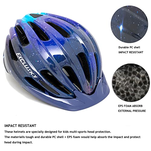 Kids Helmet Exclusky Bike Helmet for Kids Child Boys Girls Bicycle Helmet Age 5-13 Adjustable Cycle Helmet 50-57cm