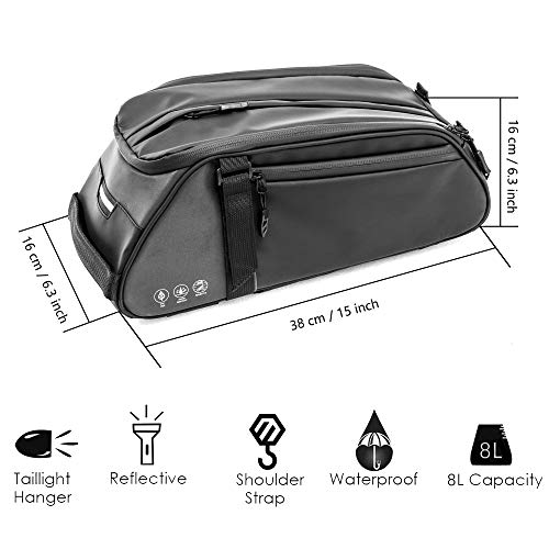 BAIGIO Bike Trunk Bag Waterproof Bicycle Rear Rack Pannier Cycling Carrier Bags Multifunctional Shoulder Pack with Lengthened Shoulder Strap