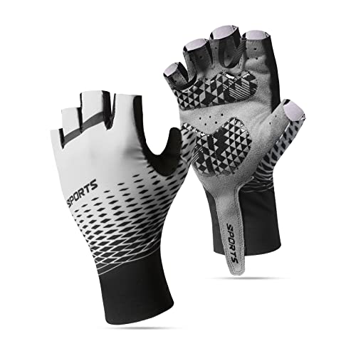 SUJAYU Cycling Gloves Mountain Bike Gloves, Half Finger MTB Gloves Bike Gloves for Men Cycling Mountain Bike Accessories, Bicycle Gloves Riding Gloves Biking Gloves for Men & Women (Gray, Medium)