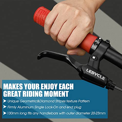 Mountain Bike Grips - Bike Handle Grips with Single Lock On | Bicycle Bike Handlebar Locking Grips for MTB, E-Bike,Hybird Bike with Soft Non-Slip Pattern