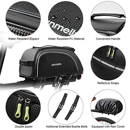 Lixada Bike Trunk Bag Bicycle Rack Rear Carrier Bag 7L Water Resistant Bike Luggage Bag Bike Rack Bag Pannier Bag with Rain Cover