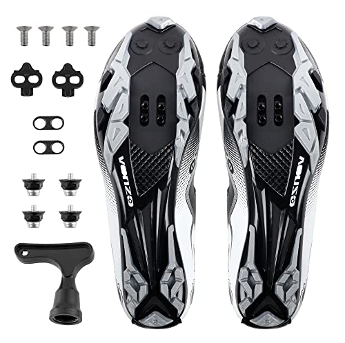 Venzo Men's Mountain Bike Bicycle Cycling Shoes with Multi-Function Clip-Less Pedal & Cleat - Compatible with Shimano SPD & Crankbrother Systems - Size 45