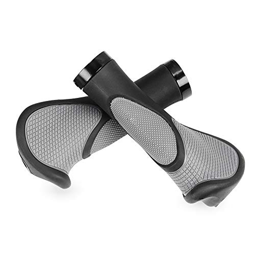 YAKAMOZ Bike Grips Handbars Comfort Soft Rubber Bicycle Handle Bar Grip with Anti-Slip Locking Ring fits 22.2mm Handlebar for MTB BMX Road Mountain Bike