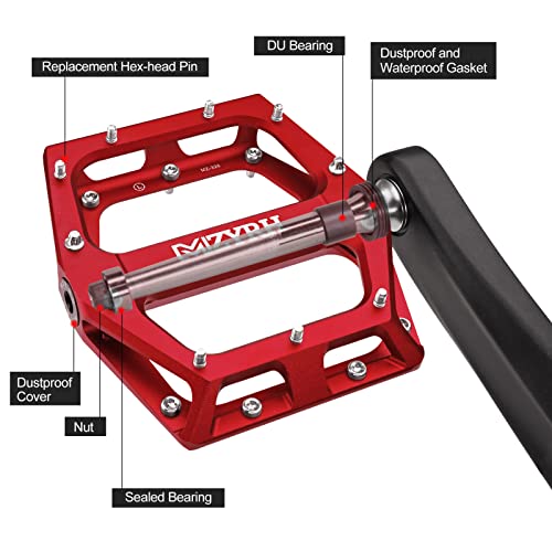 Lightweight Red Bike Pedals with Sealed Bearings