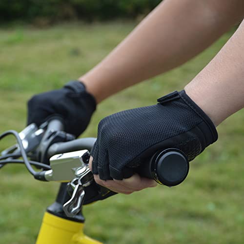 HuwaiH Cycling Gloves for Men/Women Anti Slip Shock Absorbing Biking Gloves Half Finger Gel Pad Bicycle Gloves Breathable Bike Gloves (Black, Large)