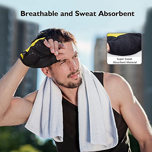 AKASO Cycling Gloves Half Finger Bicycle Gloves Shock-Absorbing Anti-Slip Breathable MTB DH Road Biking Gloves for Men/Women