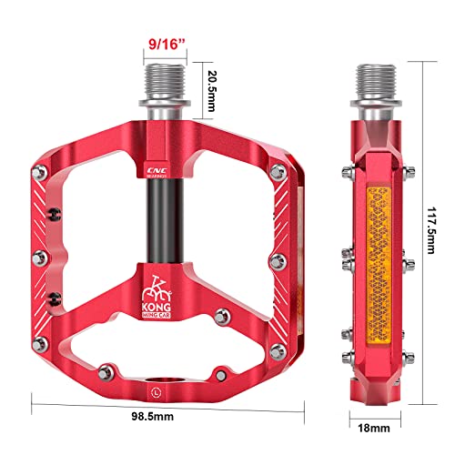 Mountain Bike Pedals with 3 Seal Bearing - 9/16" MTB Pedals Platform Lightweight - Non-Slip Bicycle Pedals for BMX MTB