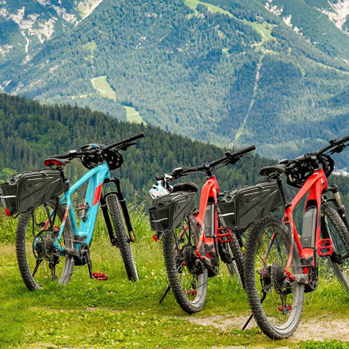 MONOSMIT Bike Rack Bag - Bike Trunk Reflective Rear Bag, 10L Capacity Waterproof Bike Carrier Backseat Bag, Double Water Resistant Zipper, Cycling Back Seat Cargo Pouch with Strap & Rain Cover