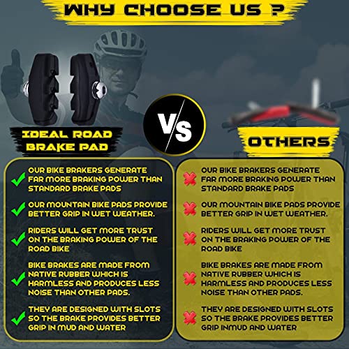 AIISAR Bike Brake Pads 2 Pairs of 50mm – Contemporary Designed C Shape Bike Parts with Installation Tool Caliper, Nut and Spacer