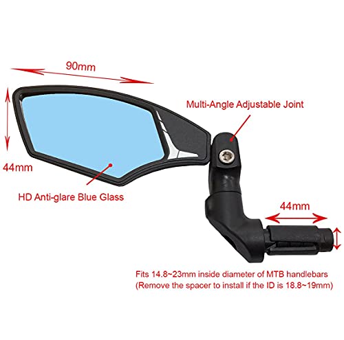 Hafny Bar End Bike Mirror, HD Glass, Multi-Angle