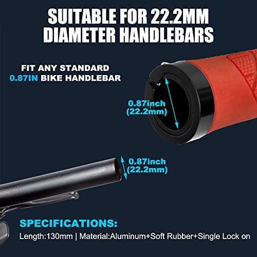 Mountain Bike Grips - Bike Handle Grips with Single Lock On | Bicycle Bike Handlebar Locking Grips for MTB, E-Bike,Hybird Bike with Soft Non-Slip Pattern