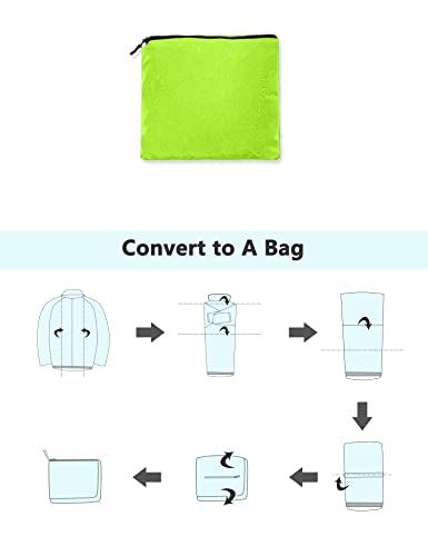 Little Donkey Andy Men's Quick-Dry Running Jacket, Convertible UPF 50+ Cycling Jacket Windbreaker with Removable Sleeves, Fluorescent Yellow L