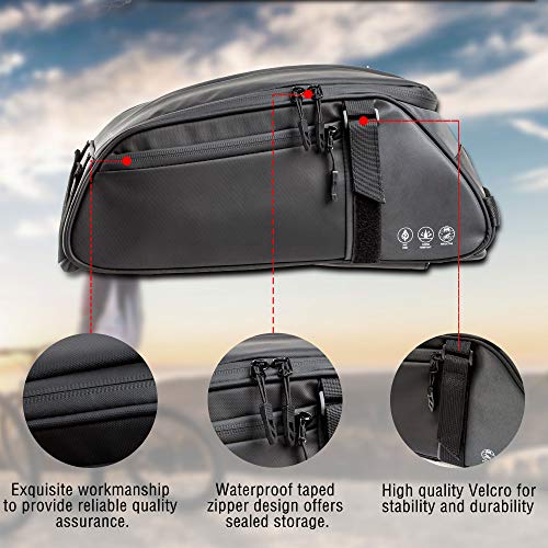 BAIGIO Bike Trunk Bag Waterproof Bicycle Rear Rack Pannier Cycling Carrier Bags Multifunctional Shoulder Pack with Lengthened Shoulder Strap