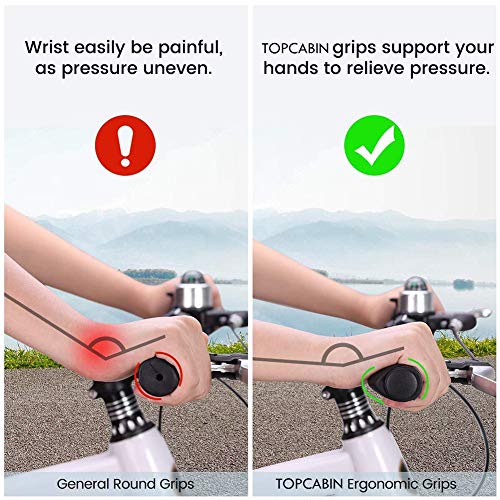 TOPCABIN Bike Grips 2PCS 90mm Length Bike Handlebar Grips Short Mini Bicycle Handlebar Grips Two-Color Rubber Ergonomic Design (Black+Grey 120mm Length)