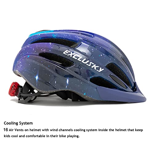 Kids Helmet Exclusky Bike Helmet for Kids Child Boys Girls Bicycle Helmet Age 5-13 Adjustable Cycle Helmet 50-57cm