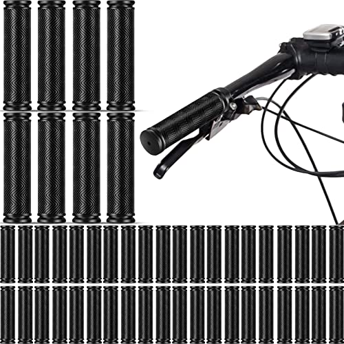 Yexiya 48 Pcs Bike Handle Grips Kids Non Slip Rubber Bicycle Handlebar Grips Black Replacement Bike Grips for Girls Boys Tricycle Wheelchair Mountain Bike BMX MTB (Simple Style)