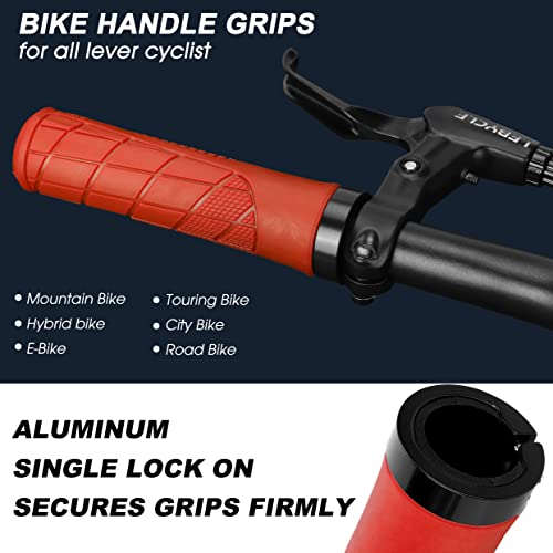 Mountain Bike Grips - Bike Handle Grips with Single Lock On | Bicycle Bike Handlebar Locking Grips for MTB, E-Bike,Hybird Bike with Soft Non-Slip Pattern