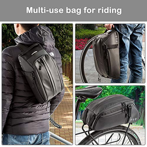 BAIGIO Bike Trunk Bag Waterproof Bicycle Rear Rack Pannier Cycling Carrier Bags Multifunctional Shoulder Pack with Lengthened Shoulder Strap