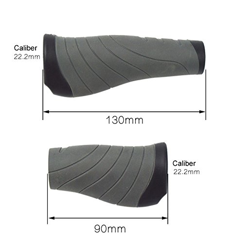 JooFn Bike Grips Handlebar 130mm & 90mm Lockable Handle Bar Rubber End Grip 0.874inch Diameter for Multi-Speed Bicycle Mountain BMX Floding (Gray)