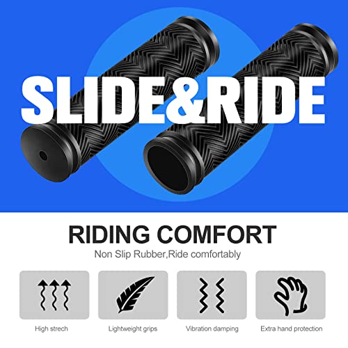 Yexiya 48 Pcs Bike Handle Grips Kids Non Slip Rubber Bicycle Handlebar Grips Black Replacement Bike Grips for Girls Boys Tricycle Wheelchair Mountain Bike BMX MTB (Simple Style)