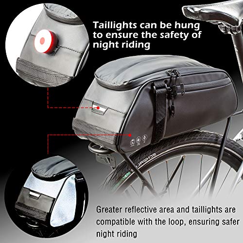 BAIGIO Bike Trunk Bag Waterproof Bicycle Rear Rack Pannier Cycling Carrier Bags Multifunctional Shoulder Pack with Lengthened Shoulder Strap