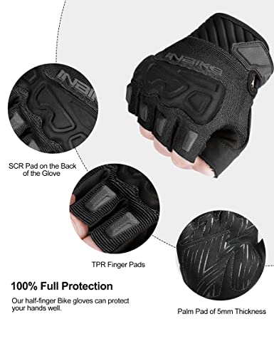 INBIKE Cycling Bike Gloves Padded Half Finger Bicycle Gloves Shock-Absorbing Anti-Slip Breathable MTB Road Biking Gloves for Men/Women