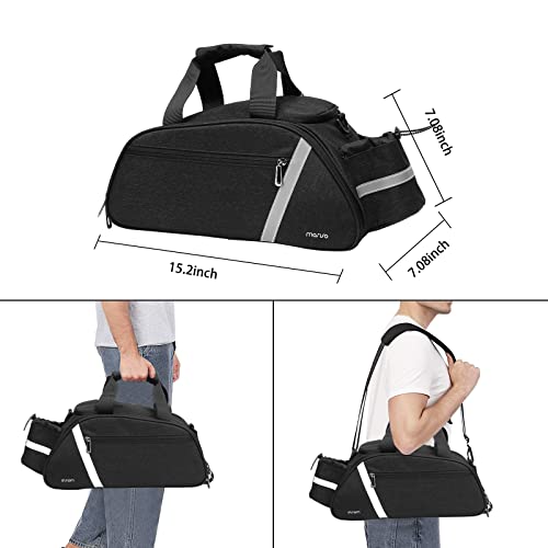 MOSISO Bike Rack Bag, Waterproof Bicycle Trunk Pannier Rear Seat Bag Cycling Bike Carrier Reflective Backseat Cargo Storage Luggage Saddle Shoulder Bag with Water Bottle Holder & Handle, Black