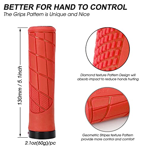 Mountain Bike Grips - Bike Handle Grips with Single Lock On | Bicycle Bike Handlebar Locking Grips for MTB, E-Bike,Hybird Bike with Soft Non-Slip Pattern