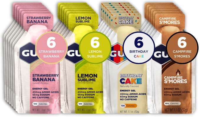 GU Energy Original Sports Nutrition Energy Gels, 24-Count, Assorted Caffeine-Free Flavors Variety Pack